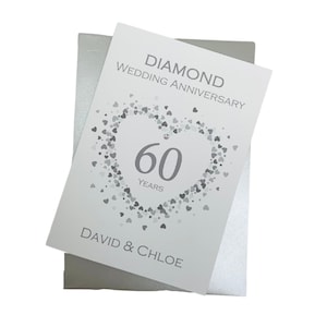 Carte d'anniversaire de mariage pour 60 ans - Carte de voeux pour 60 ans 60 ans, cadeau pour femme mari, parents, couple, ami - coeur d'amour