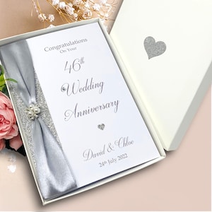 Tarjeta del 46.° aniversario de bodas: juegos de felicitación de lujo por el cuadragésimo sexto aniversario, regalo personalizado para esposa, esposo, padres y pareja