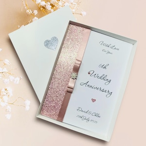Carte 6e anniversaire - fer 6 ans d'âge cadeau sixième anniversaire de mariage femme mari petite amie petit ami - 18 couleurs au choix - noeud de luxe