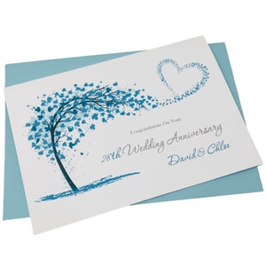 Biglietto di auguri per il 28° anniversario di matrimonio - Orchidea 28 anni, biglietto di auguri per il 28° anniversario, regalo per moglie, marito, genitori, coppia, amici - Sweeping Heart