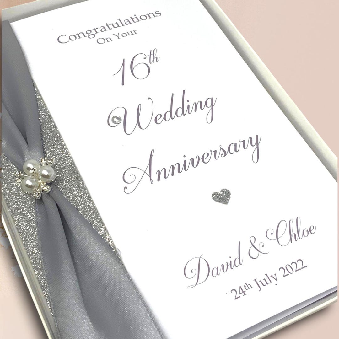 Buy 16th Wedding Anniversary Card Silver Holloware 16 Year Sixteenth  Anniversary Luxury Greeting Card Personalised Gift Wife Husband Parents  Online