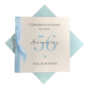 Biglietto di auguri per il 56° anniversario di matrimonio - 56 anni, regalo di auguri per il 56° anniversario per moglie, marito, genitori, amici - 17 colori - Numero di nastro