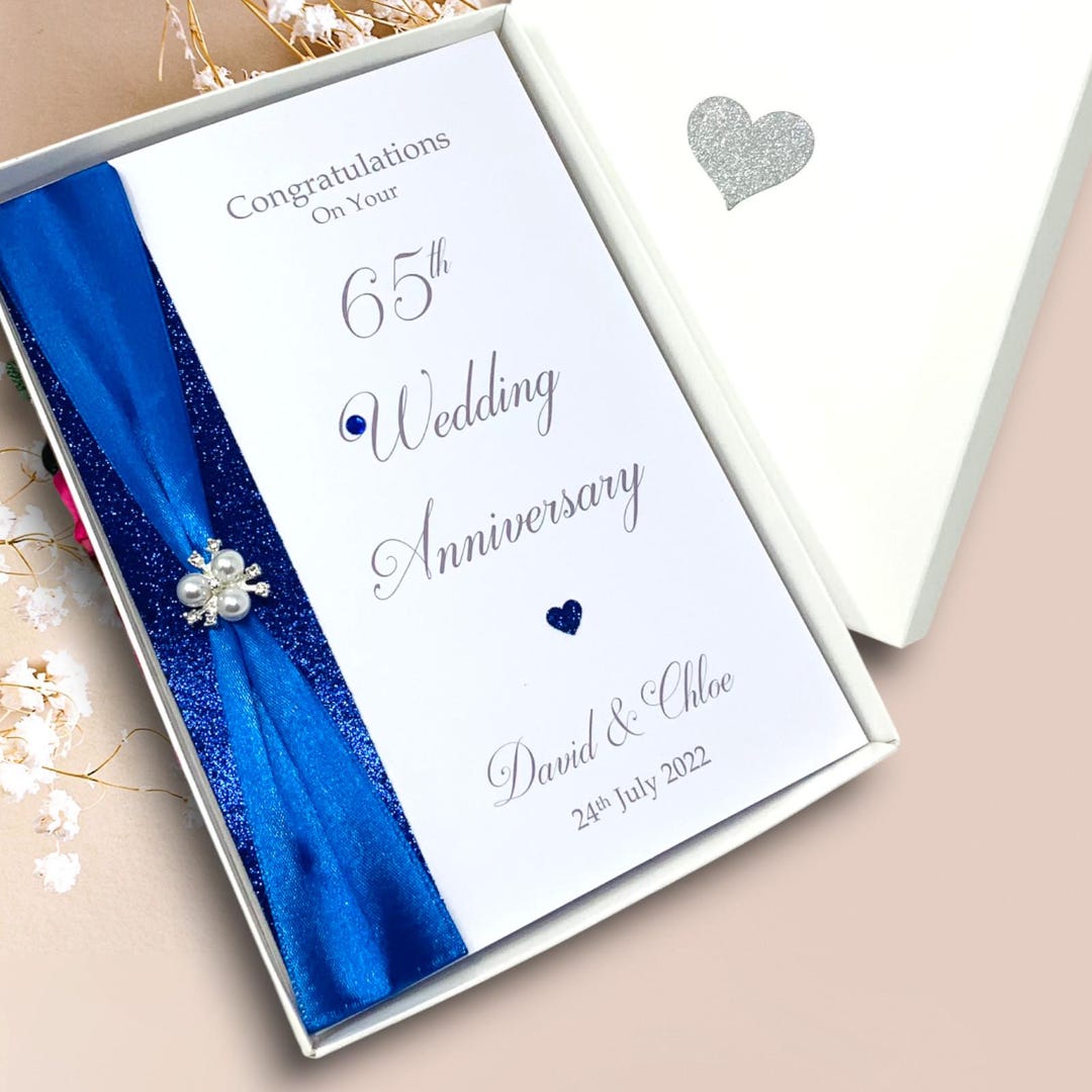 65th Wedding Anniversary Card - Blue Sapphire 65 Year Sixty Fifth ...