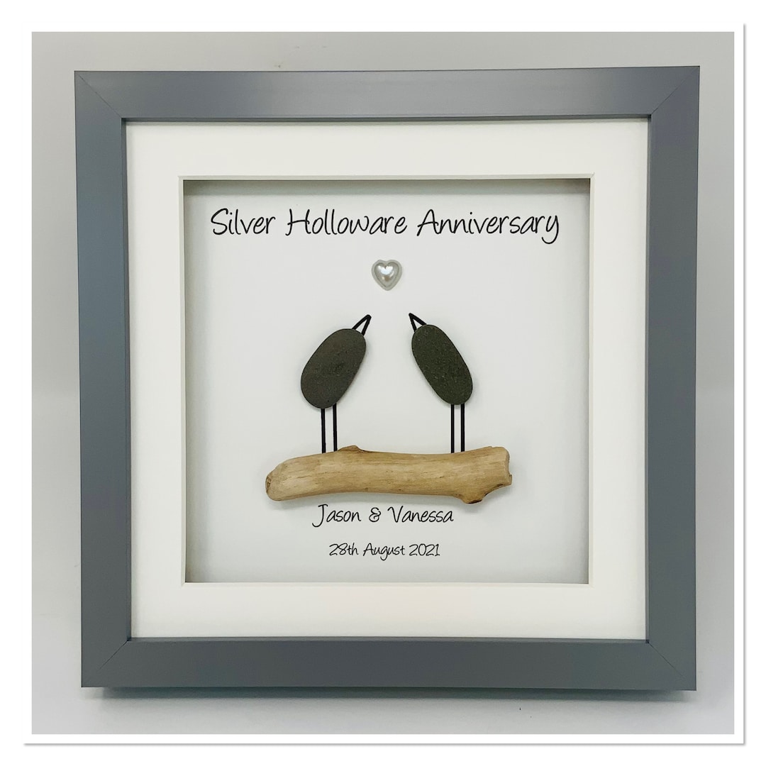 Buy 16th 16 Years Silver Holloware Wedding Anniversary Gift Husband Wife  Couple Picture Frame Personalised (frame Colour Choice) Pebble Birds  Online