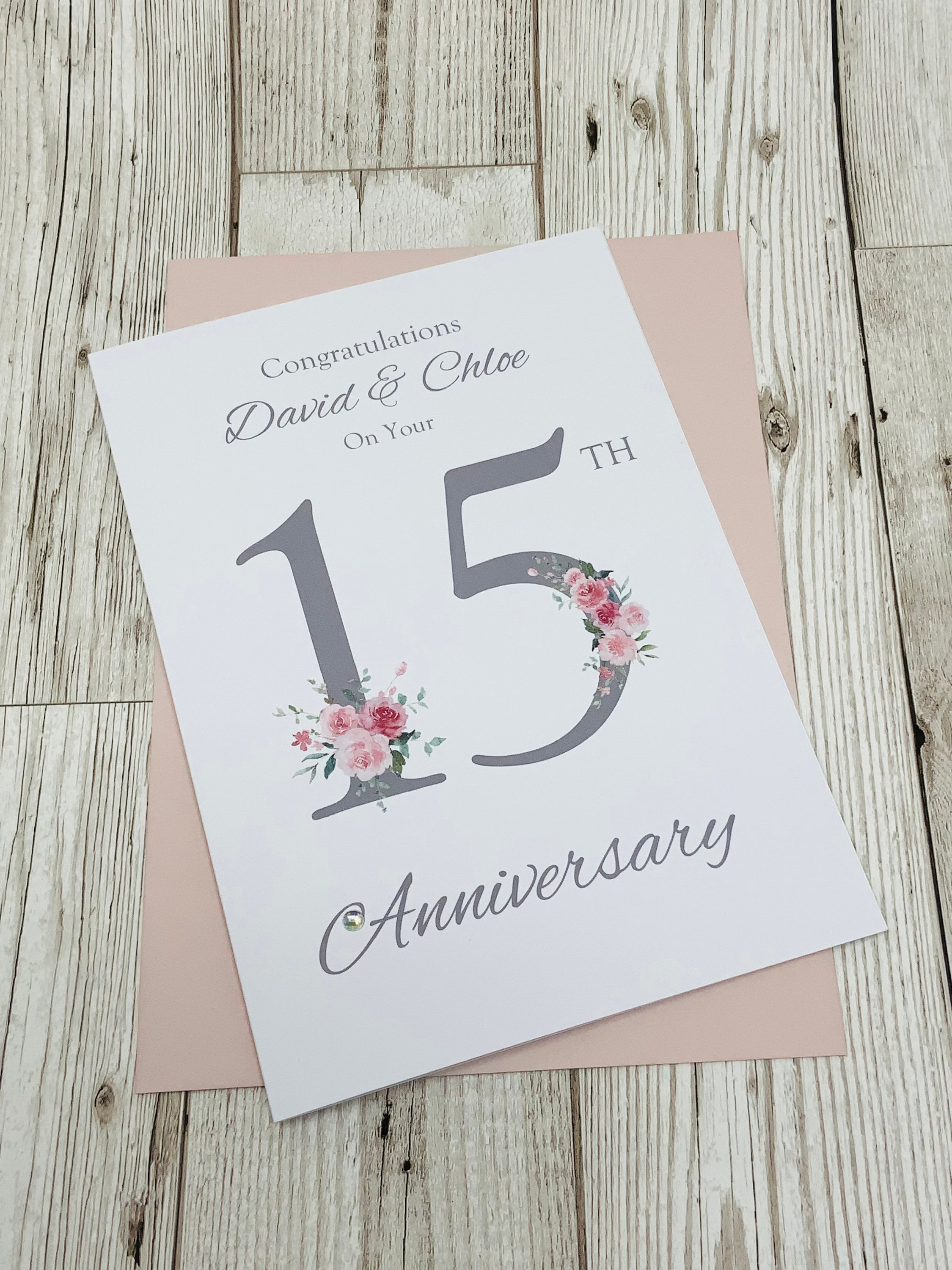 15th Wedding Anniversary Card Crystal 15 Year Fifteenth - Etsy UK