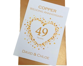 49th Wedding Anniversary Card - Copper 49 Year Forty Ninth  Greeting Gift Wife Husband Parents Couple Friends - LH 49