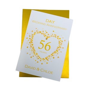 Kaart 56e huwelijksverjaardag - dag 56 jaar Zesenvijftigste groet Cadeau Vrouw Echtgenoot Ouders Paar Vrienden - Liefdeshart