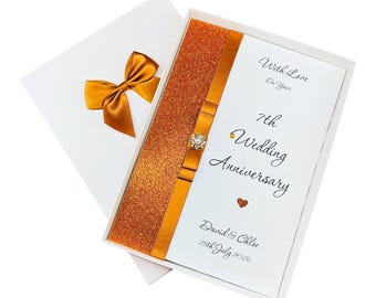 Tarjeta de 7º Aniversario - Cobre 7º Aniversario de Bodas Regalo Esposa Esposo Novia Novio - Elección de color - 7 libras