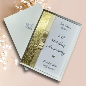 Carte d'anniversaire de mariage pour 49 ans - 49 ans, quarante neuvième cadeau, femme, mari, petite amie, petit ami - 18 couleurs au choix - Noeud de luxe