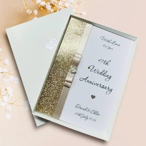 Kaart 47e huwelijksverjaardag - tuin 47 jaar zevenenveertigste cadeau vrouw echtgenoot vriendin vriend - 18 kleuren om uit te kiezen - luxe strik