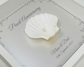 30th 30 Years Mum & Dad Pearl Oyster Shell Wedding Anniversary Gift Husband Wife Parents Picture Frame Personalised ORNATE - SHE 1