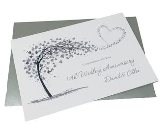 Biglietto per il 12° anniversario di matrimonio - Biglietto d'auguri in seta per il 12° anniversario, regalo per moglie, marito, coppia, amici - SH 12