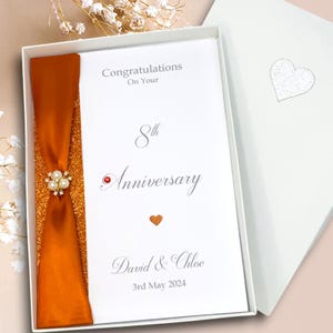 Carte 8e anniversaire - Bronze 8 ans huitième anniversaire de mariage carte de voeux de luxe cadeau personnalisé femme mari petite amie petit ami