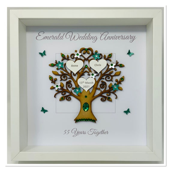 Buy 55th 55 Years Emerald Wedding Anniversary Married Gift Present Him Her  Husband Wife Family Tree Picture Frame Personalised Heart Online in India -  Etsy
