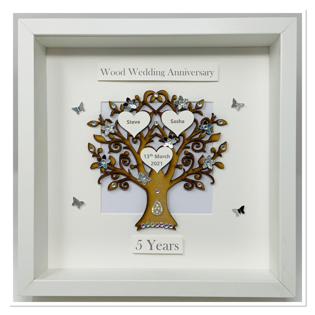 5th 5 Years Wood Wedding Anniversary Gift Present Married Husband Wife ...