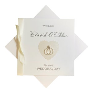 "Hochzeitstag Grußkarte Geschenk für Frau Mann Mr & Mrs Braut Bräutigam paar Freunde Bruder Schwester Glückwünsche - Perle Hochzeit Ringe."