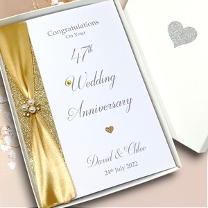 Cartão de 47º aniversário de casamento - Jardim 47º aniversário quadragésimo sétimo aniversário luxo saudação presente personalizado esposa marido pais casal