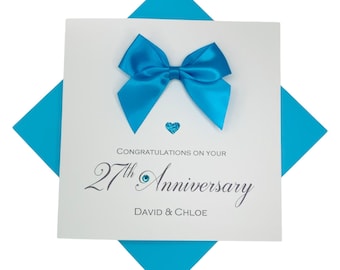 27th Wedding Anniversary Card - Sculpture 27 Year Twenty Seventh Greeting Card Gift for Wife Husband Parents - Colour Choice - RE 27