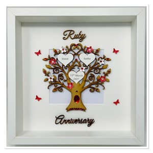 40th 40 Years Ruby Wedding Anniversary Couple Gift Present Husband Wife Family Tree Picture Frame Personalised - Wooden