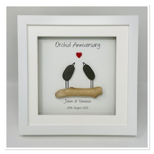 28. 28 Jahre Orchidee Hochzeitstag Geschenk Mann Frau Paar Familie Bilderrahmen Personalisiert (Rahmenfarbwahl) - Kieselvögel