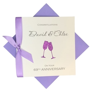 Carte d'anniversaire de mariage pour 69 ans - Soixante-neuvième anniversaire de mariage pour 69 ans