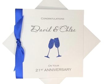 21st Wedding Anniversary Card - Brass 21 Year Twenty First Greeting Card, Gift for Wife Husband Parents Couple Friends - CH 21