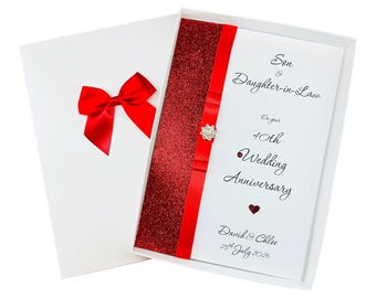 Carte pour les 40 ans de mariage (noces de rubis) du fils et de la belle-fille - Choix de couleurs - 175 £