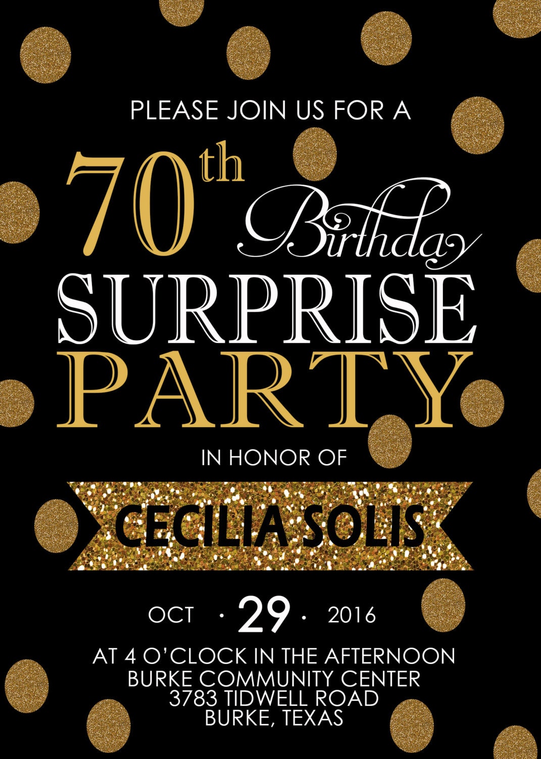 Surprise 70th Birthday Party Invitation Etsy 