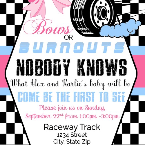 Editable Burnouts or Bows Gender Reveal Invitation. Girl or Etsy