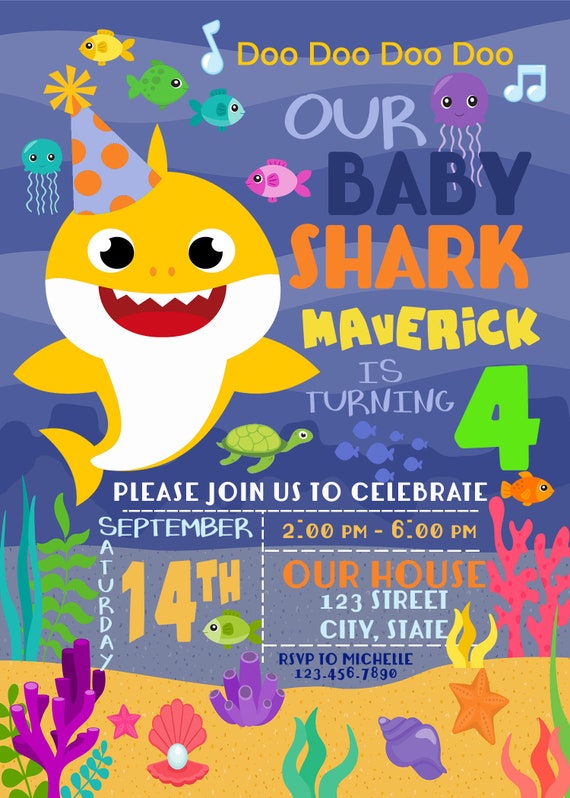 Baby Shark Birthday Invitation | Etsy