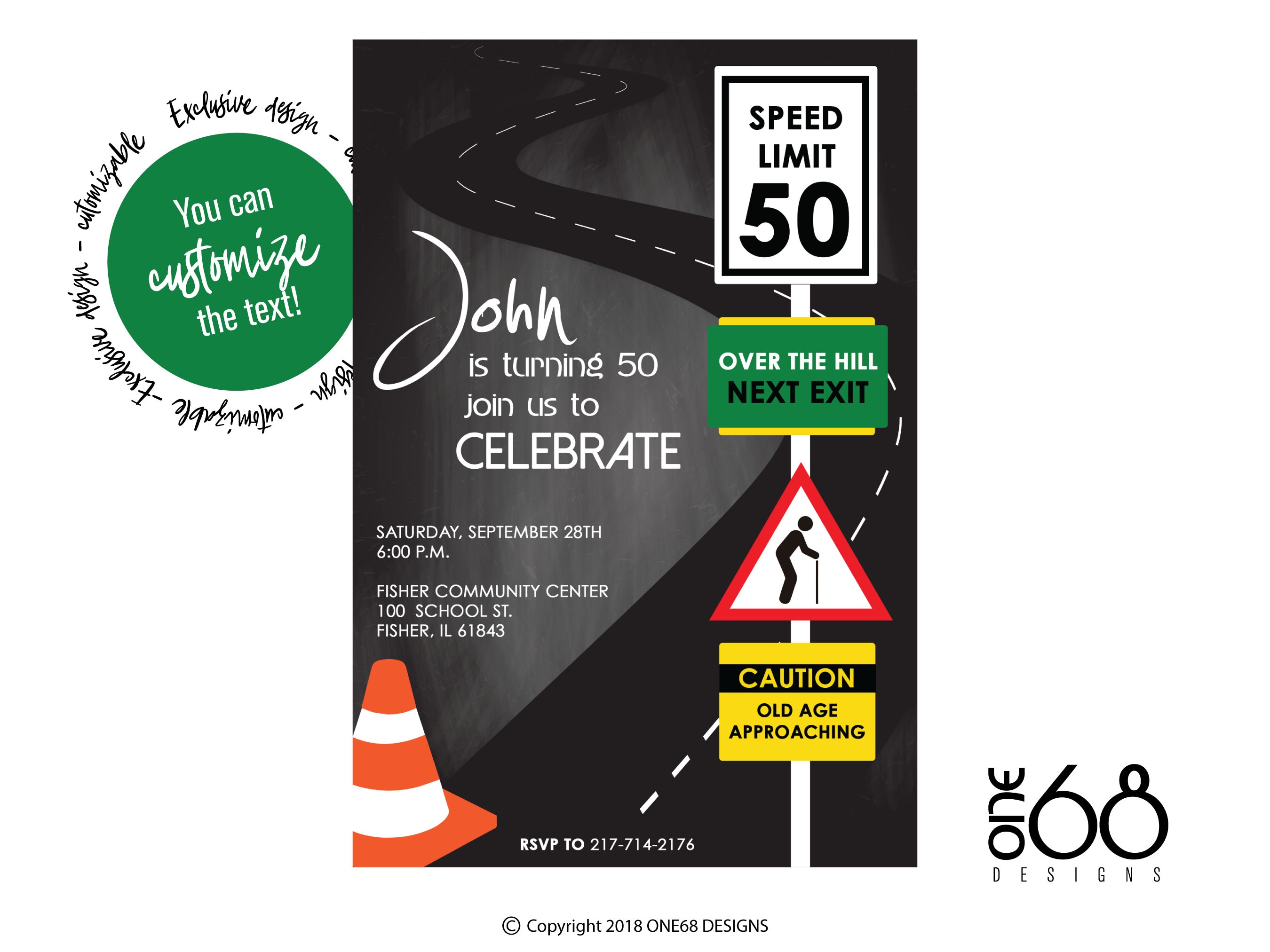 Over the Hill Birthday Party Invitation | Funny Milestone Birthday Invite |  Digital \, image size:2700x2025