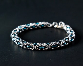 Byzantine Bracelet, Chainmaille Jewelry, Chainmail Aluminum Bracelet