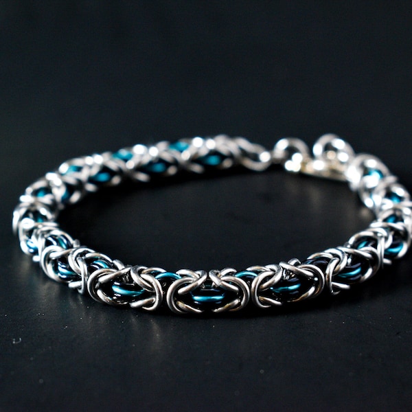 Byzantine Bracelet, Chainmaille Jewelry, Chainmail Aluminum Bracelet