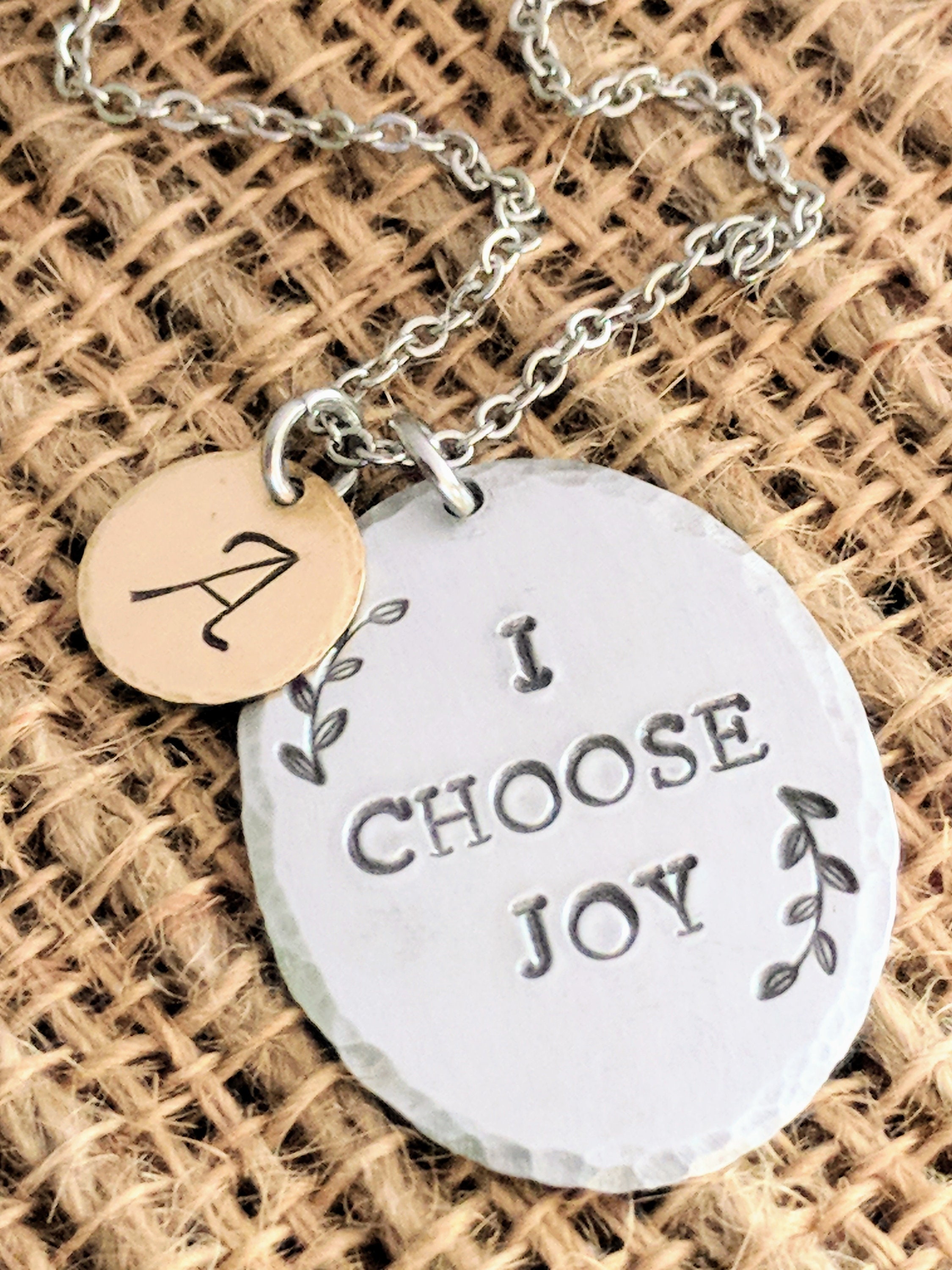 Joy jewelry Joy necklace Joy pendant Positive jewelry Etsy
