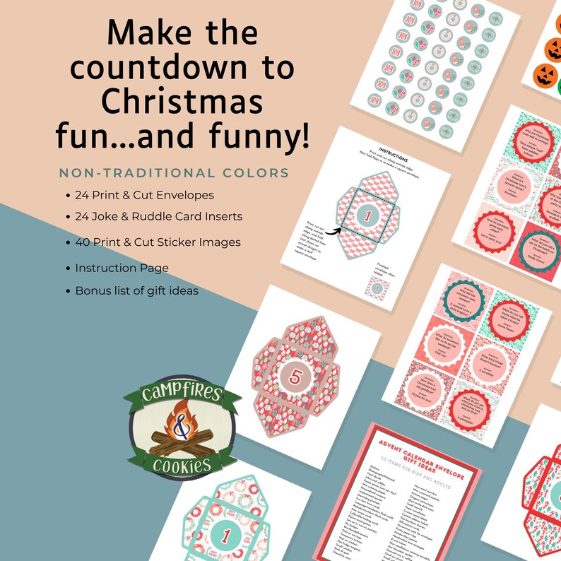 Printable Christmas Advent Envelope Set With Child Appropriate Jokes