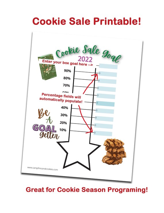 2022 Fillable GS Cookie Sale Goal Sheet With Calculated Fields Etsy