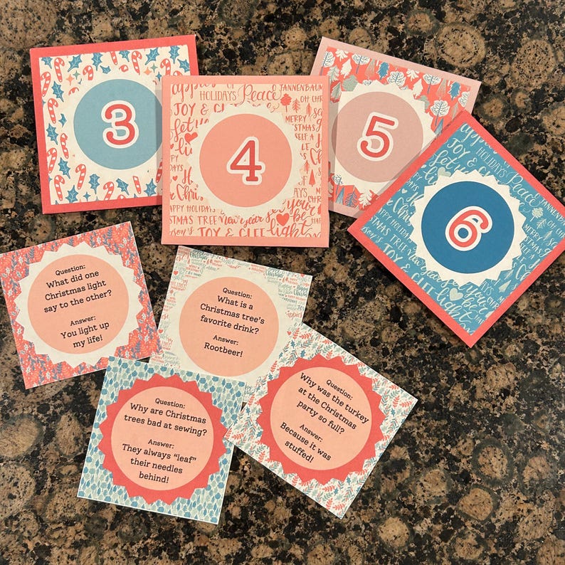 Printable Christmas Advent Envelope Set With Child Appropriate Jokes