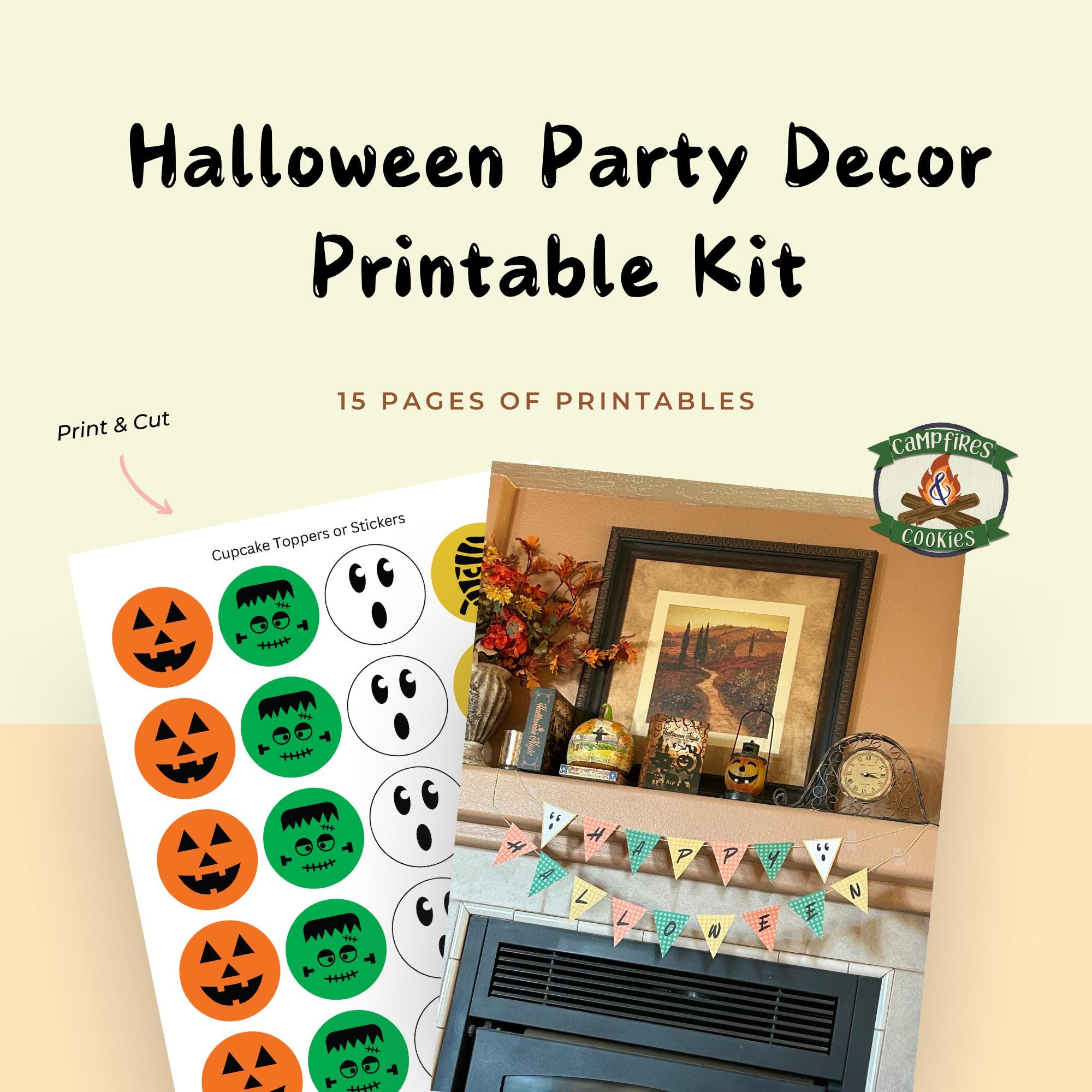 Printable Monster Face Halloween Decoration Kit - Etsy