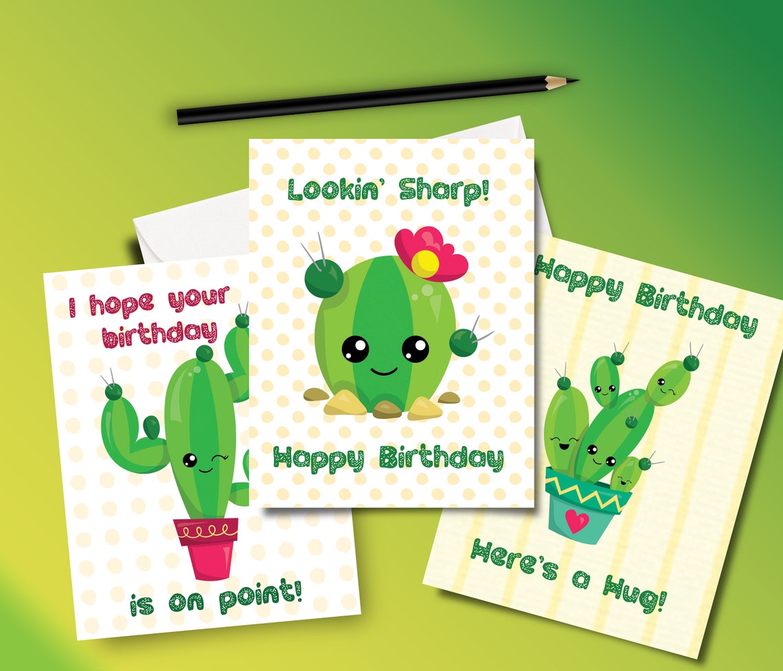 Cactus Themed Birthday Card Collection - Etsy