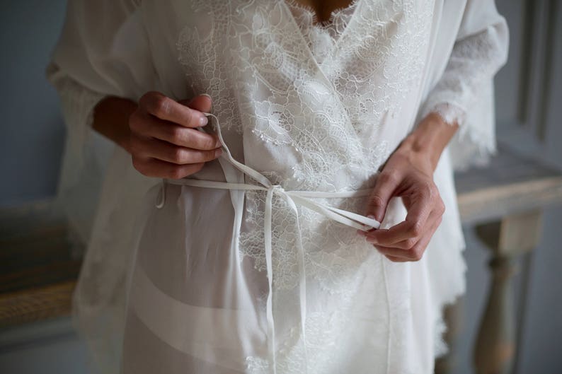 Clothing Gift for Her / Boudoir Robe / Offwhite Silk Chiffon Etsy