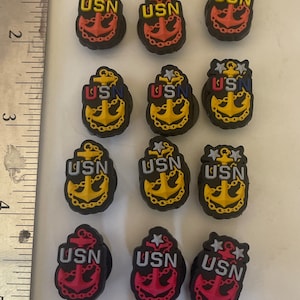 Us navy Chief shoe charm YOU PICK color/rank. 2pcs