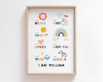 Positive Affirmation Print | Self Care | Personalised Print | Children’s Wall Art | Scandi Print | Nursery Decor | Playroom Art | Kids Room