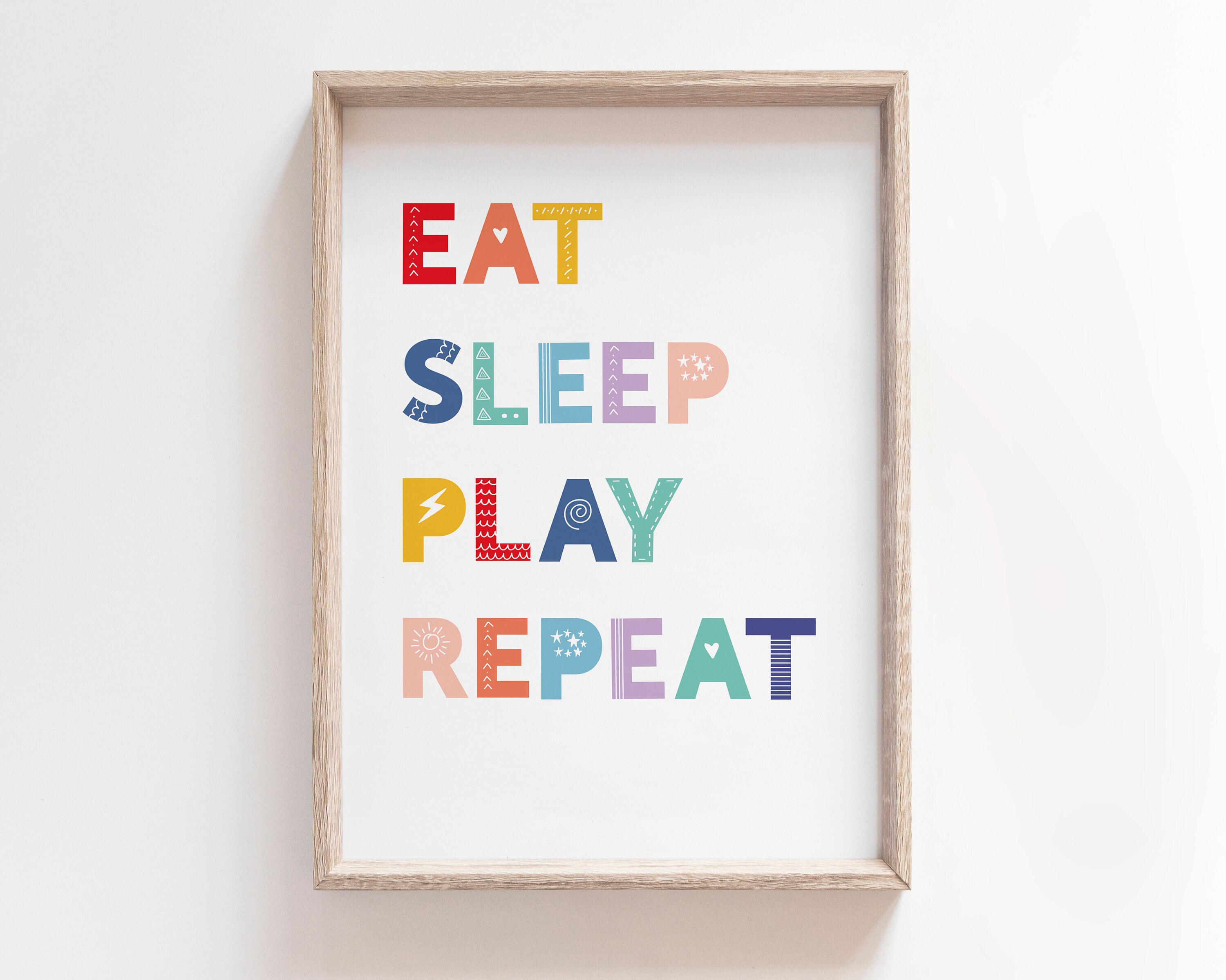 Eat Sleep Play Repeat Childrens Wall Art Scandi Print Etsy