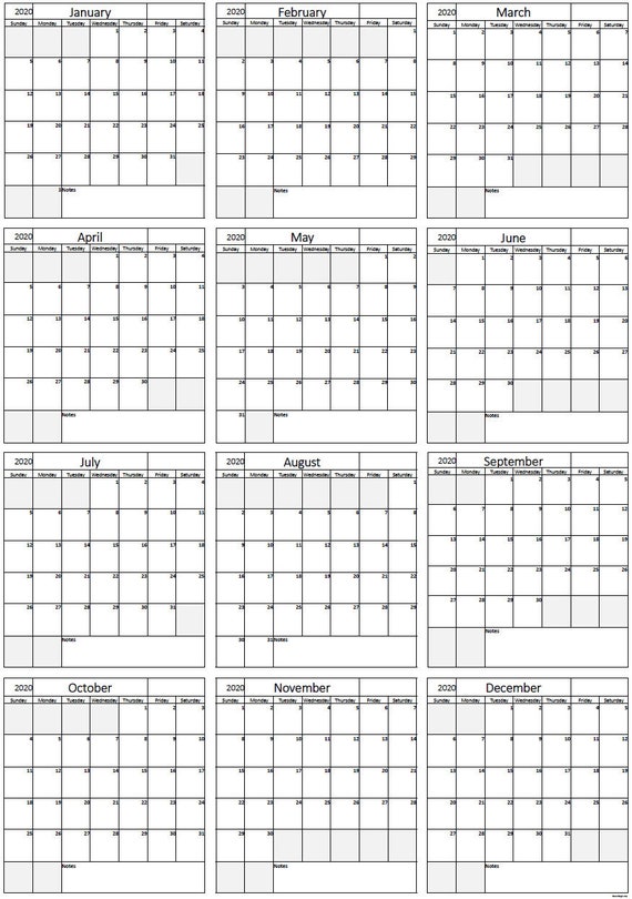 Poster Size Calendar Template