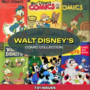Walt Disnei Comics Books Collection 1940–2016, 700+ Issues, Digital Download, Vintage Magazine Novels Comic Book Archive