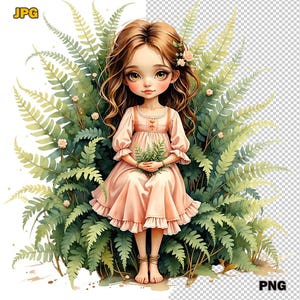 17 anti-soziale Pflanze Mädchen Clipart, sanfte Kinderzimmer Illustration, Pastell Pflanze Grafik, gemütliche digitale Kunst, Ultra-Soft Shading, sofort Download