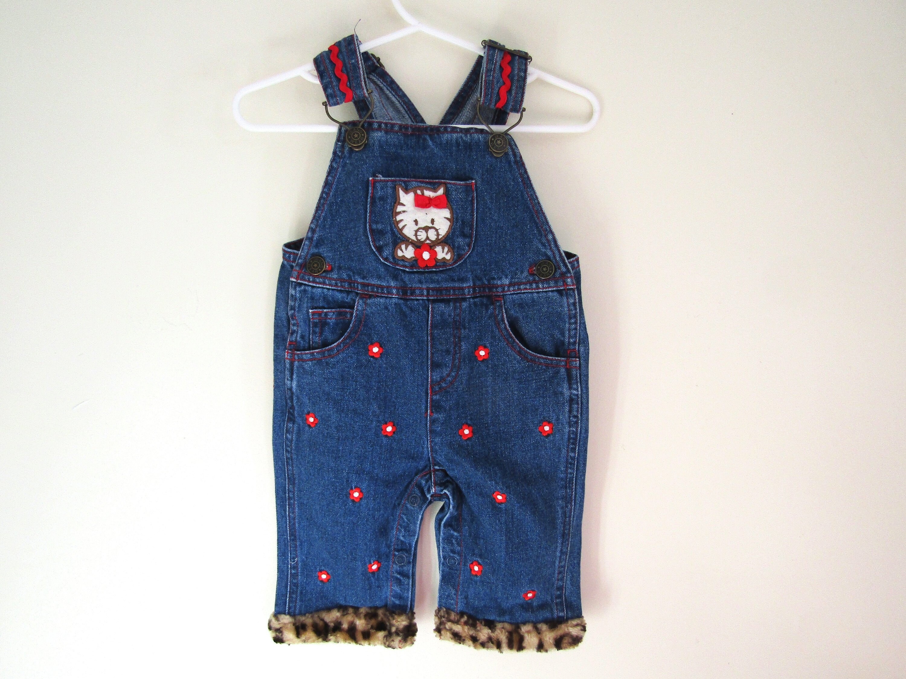 3 6 MOS Girls Vintage Kitty Cat Overalls Leopard Print Etsy
