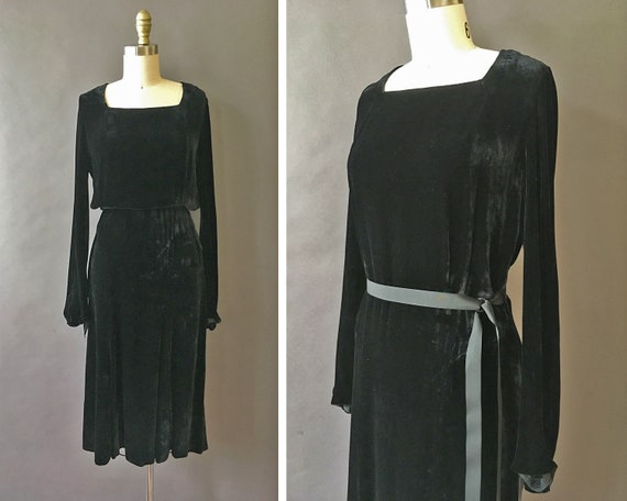 20s 30s Femme Noir Dress - 1920s 1930s Vintage Bl… - image 1