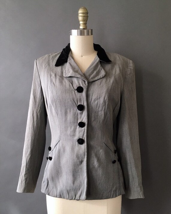 40s Jacket 40s A La Chic Jacket - 1940s Vintage Gray Jacket with… - Gem