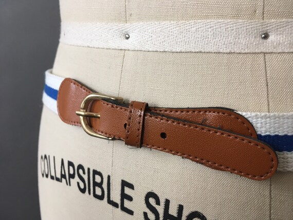 Vintage Leather and Stripes Belt - Vintage Brown … - image 6